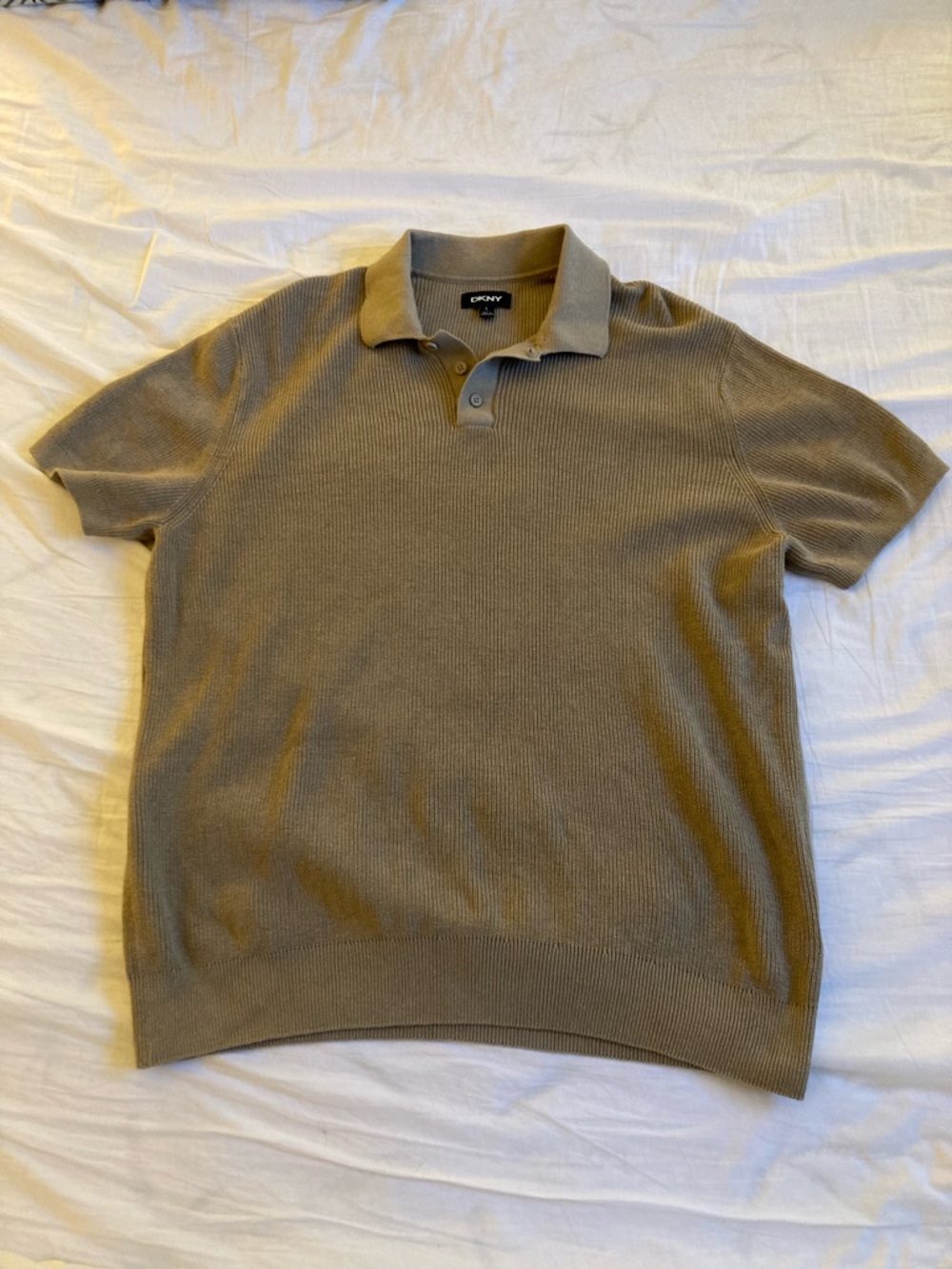 DKNY Men's Short-Sleeve knitted Polo in tan